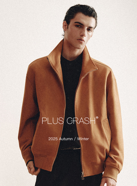 PLUS CRASH2025春秋新款立领工装夹克老钱风复古休闲百搭宽松外套