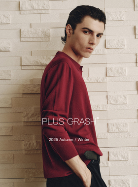 PLUS CRASH25FW冬季新款100%极细美丽诺羊毛海鸥领无缝针织羊毛衫