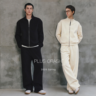 26新款糯唧唧剪裁结构高智简约男女立领老钱风卫衣套装