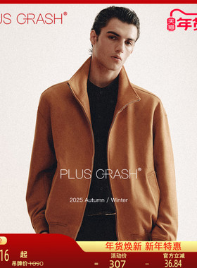 PLUS CRASH2025春秋新款立领工装夹克老钱风复古休闲百搭宽松外套