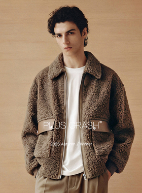 PLUS CRASH2025冬季保暖老钱风男装高级感休闲百搭毛领夹克外套