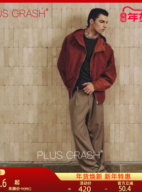 PLUS CRASH秋季新款高智老钱风极简香蕉袖连帽风衣夹克男女同款