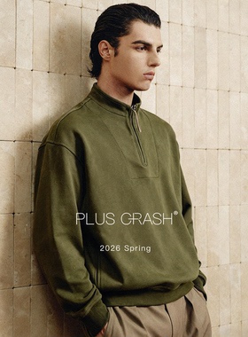 26新款糯唧唧高级感男女半拉链立领套头老钱风休闲卫衣