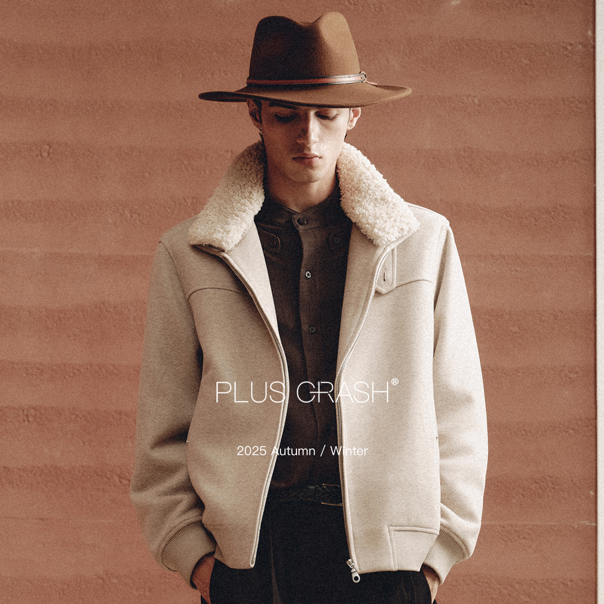 PLUS CRASH2025冬季新款老钱风仿羊羔毛立领保暖加厚棉衣外套男女