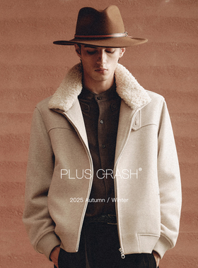 PLUS CRASH2025冬季新款老钱风仿羊羔毛立领保暖加厚棉衣外套男女