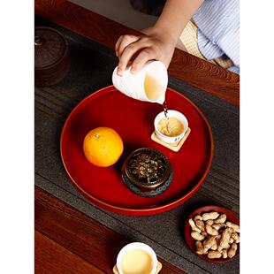 漆器茶盘椭圆形餐盘茶道家用茶具大漆托盘木盘木质壶承杯托干泡台