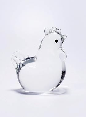 小母鸡可爱生日礼物水晶玻璃创意摆件12生肖动物属相琉璃车载饰品