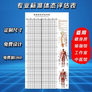 体态评估表工作室墙纸私教运动保健中心瑜伽壁纸人体站姿图健身房