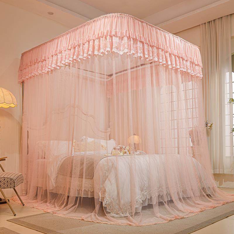 u型导轨蚊帐2025新款家用轨道伸缩落地卧室公主风床幔加粗加厚1.8