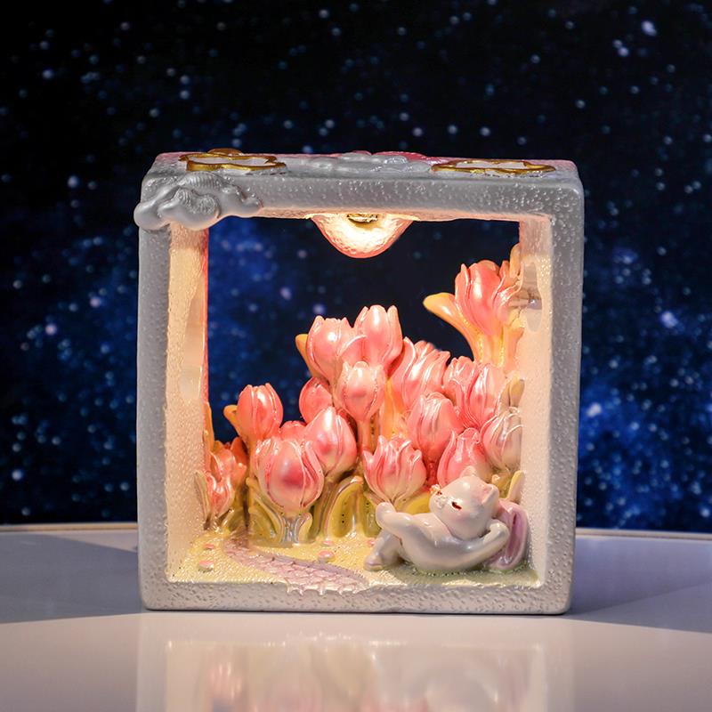 郁金香小夜灯卧室摆件生日礼物送女生女友小众高级感母亲节氛围灯