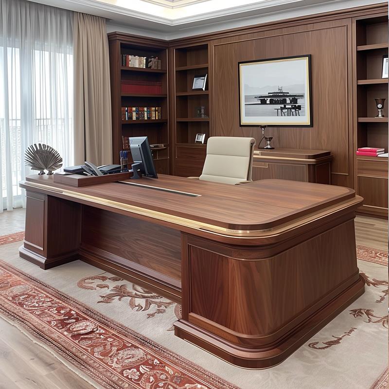 新中式禅意实木大班台总裁桌老板办公桌高档轻奢现代主管经理家具