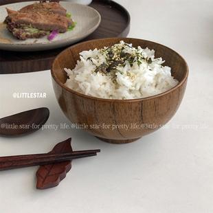 4.5英寸 安宅小星 日式 手工木碗家用甜品碗酸奶碗 日料米饭碗汤碗