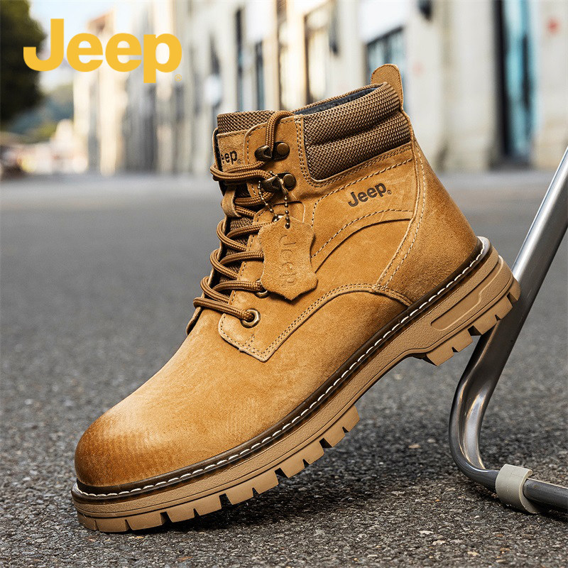 jeep吉普男鞋2026年新款男士百搭马丁靴男款厚底休闲高帮增高鞋男