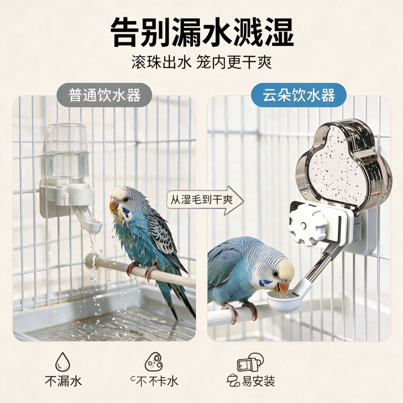 大容量自动喂水防溅鹦鹉饮水器