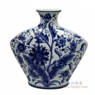 饰插花瓷器干花餐桌公室家居客厅大摆件 青花瓷花复古陶瓷装