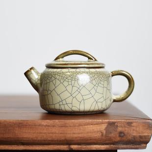 三秒出汤青瓷传世哥窑茶壶单壶功夫茶具泡茶壶陶瓷复古家用纯手工