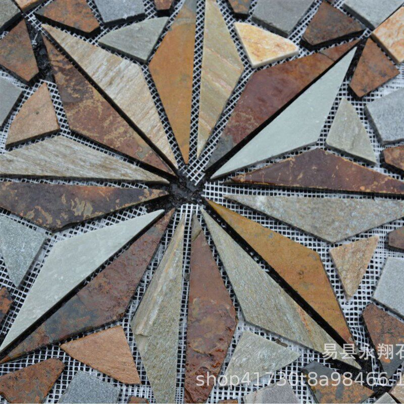 户外室外家装庭院设计石材地面拼花田园风格自建房院子花砖马赛克