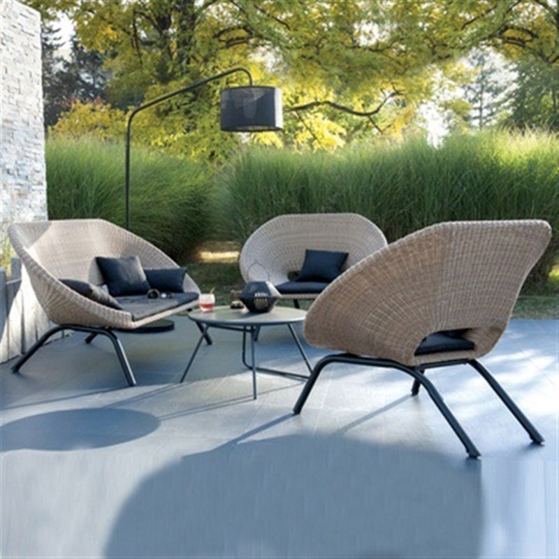 户外藤编沙发组合庭院花园休闲藤椅露天阳台简约躺椅民宿室外家具