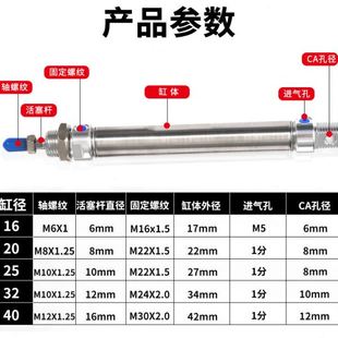 直供亚德客型不锈钢迷你气缸MA20X25X32汽缸气压缸带磁气缸