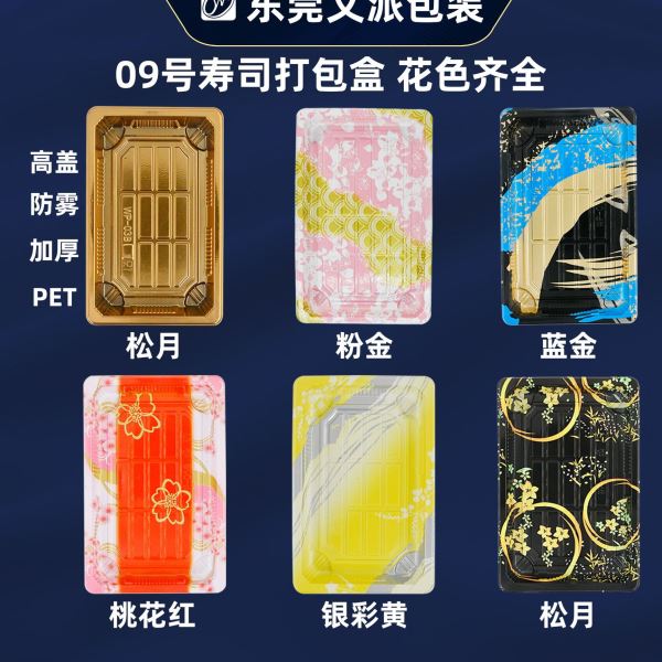 文派09号寿司盒一件起批一次性外卖打包盒子长方形寿司盒子带盖子