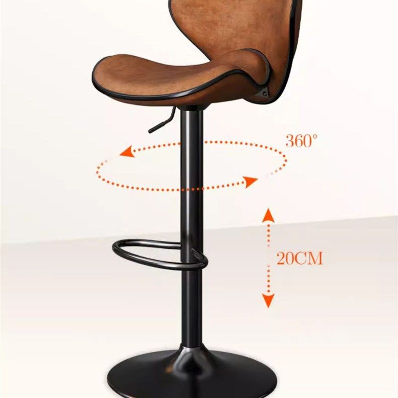 家用靠背椅吧台椅可升降旋转复古轻奢升降吧台椅子酒吧椅前台椅