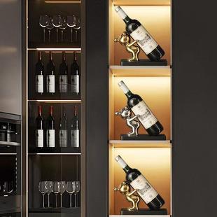 红酒架子葡萄酒酒瓶架暴力熊摆件装 创意家用酒柜里 饰品轻奢高档