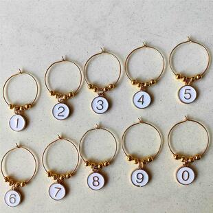 金属酒杯标记数字杯子区分器水杯区分器聚会水杯识别茶杯识别记号