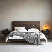 艺术符号 北欧表情Root Branch中古复古风YUZU橡木实木主卧双人床