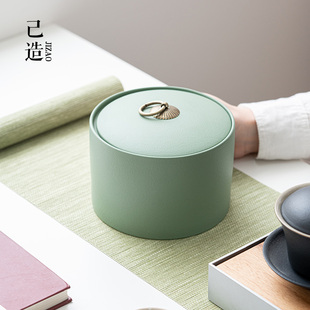 茶叶罐陶瓷醒茶罐普洱绿茶茶叶盒存储茶罐家用防潮直筒空罐 己造