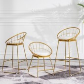 吧台椅现代简约北欧凳子金色高脚椅子时尚 创意家用吧台凳网红吧椅