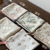 复古碎花柔软四层棉纱小手帕餐垫茶巾 婴儿洗脸巾口水巾吸水方巾