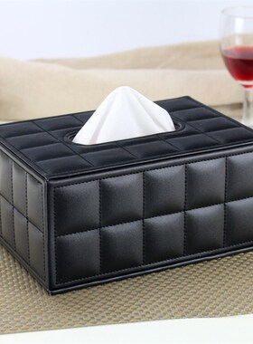 车载用皮革纸巾盒木 餐巾纸抽纸盒车用 欧式创意家用客厅简约可爱