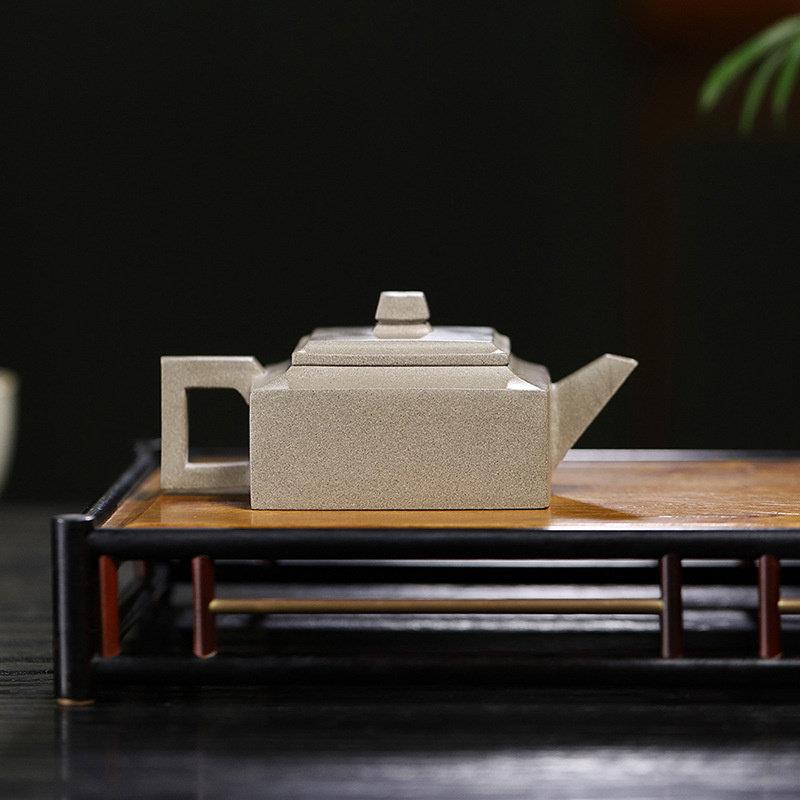 宜兴紫砂壶原矿青灰段泥手工方山逸士家用方壶茶壶功夫茶具 170ml