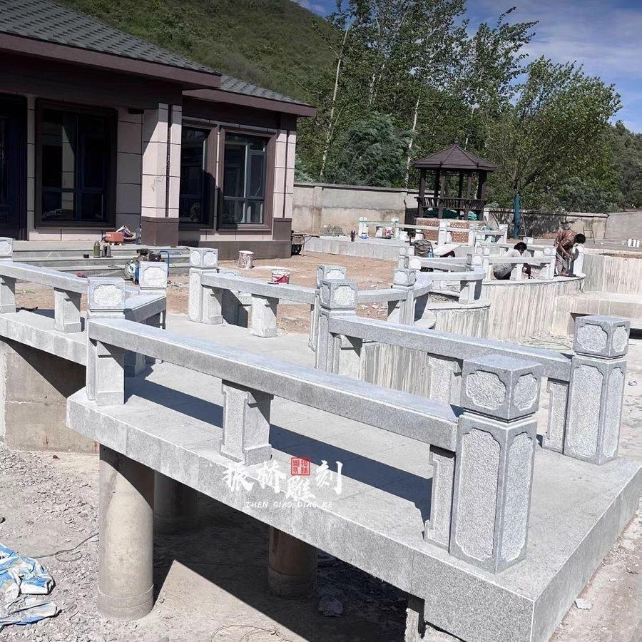 石雕中式花岗岩栏板栏杆现代简约庭院河道别墅大理石护栏石头围栏
