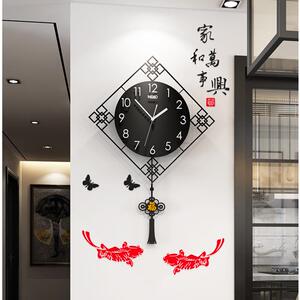 中式时尚艺术挂钟客厅创意简约大气静音压克力扫秒装饰个性挂墙钟