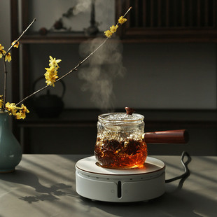 玻璃加厚煮茶壶办公室烧水泡茶壶家用耐高温电陶炉木把侧把壶单壶