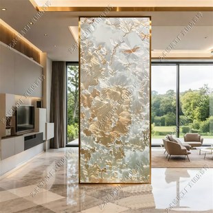 掐丝珐琅彩高档艺术玻璃客厅屏风隔断装别墅卧室装饰正对入门玄关