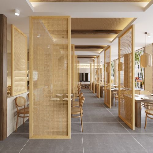 简约现代藤编屏风隔断客厅酒店餐厅茶室办公室侘寂风装饰遮挡实木