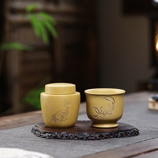 佛手茶罐 人杯茶具 茶杯宜兴紫砂醒茶密封罐原矿段泥