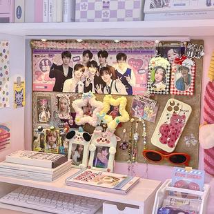 免打孔墙上毛毡板小卡追星照片墙多功能背景板宿舍杂物收纳展示架