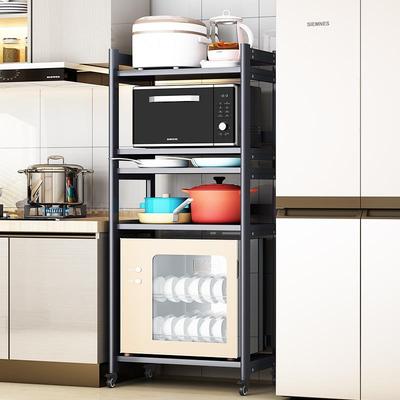 太空铝厨房消毒柜置物架落地式多层可移动放微波炉架子大烤箱收纳