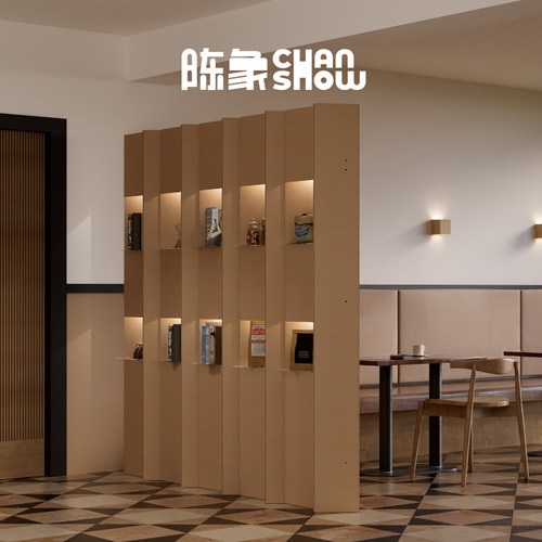 陈象置物屏风发光陈列展示架办公室前台隔断挡板现代简约瓦楞纸