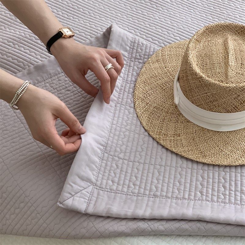 夏季莫代尔床盖三件套纯色夹棉可水洗夹棉垫子柔软床上双人床单,床上用品,床盖,淘宝优惠券,粉丝福利购,淘宝优惠卷