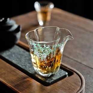 观策器隐紫藤花玻璃公道杯家用茶海大容量防烫分茶器功夫茶具配件