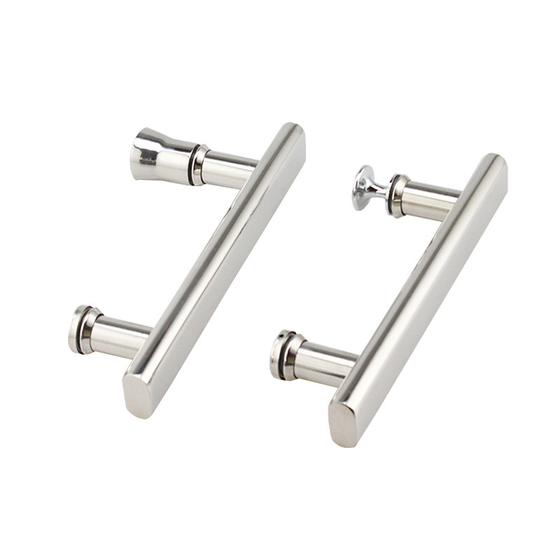 304不锈钢老式淋浴房扁管拉手店铺玻璃门把手孔距145,300,400mm