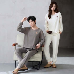 七色纺德绒情侣睡衣女秋冬季2025新款男士保暖可外穿家居服套装