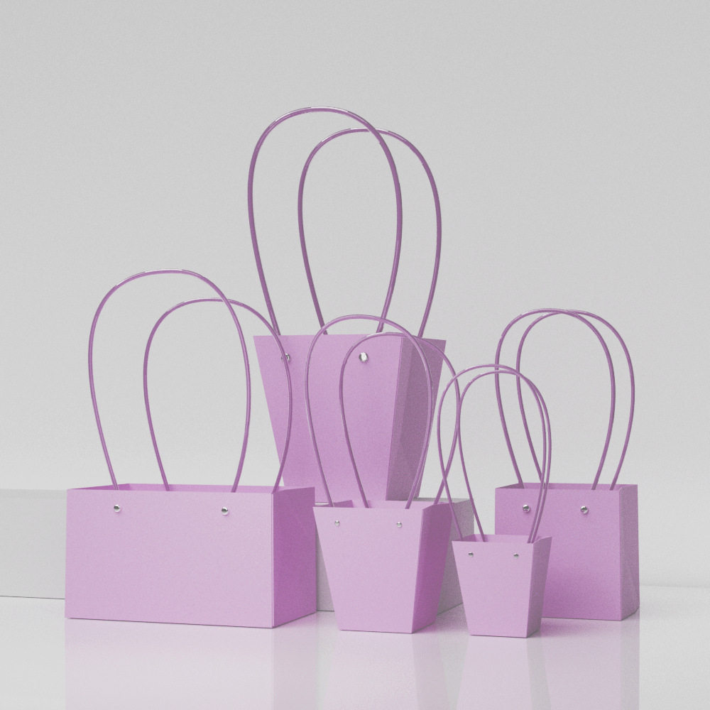 马卡龙手提袋 插花花艺袋 彩色防水礼品袋植物多肉礼品手袋现货