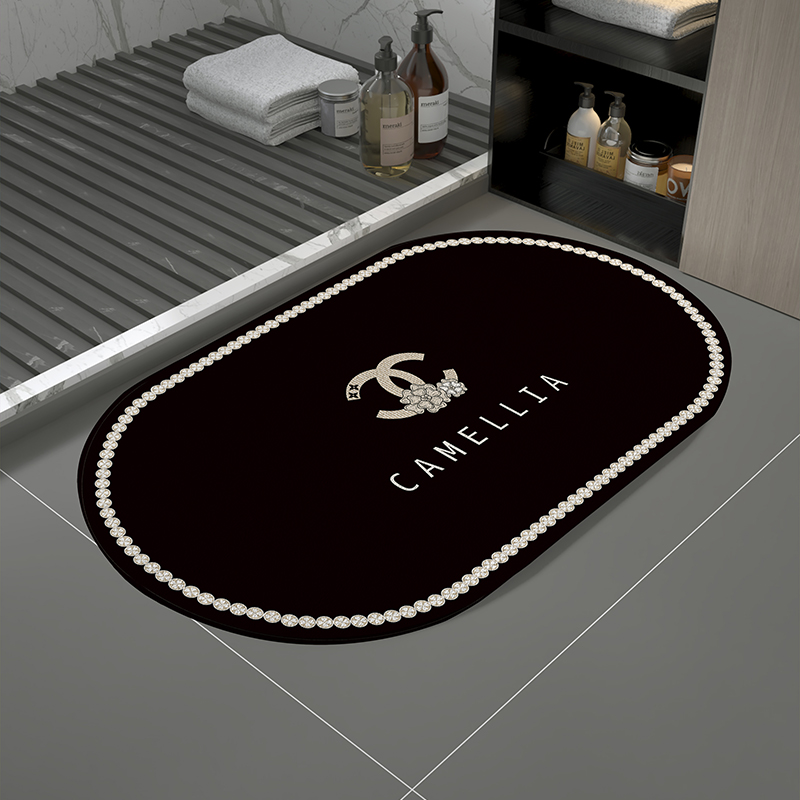 椭圆形浴室硅藻泥吸水地垫硅w藻泥卫生间门口速干防滑地毯洗手淋