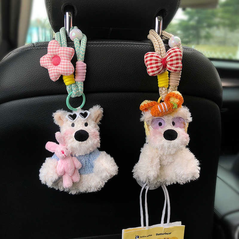 车载挂钩汽车内装饰西高地玩偶A毛绒公仔椅背收纳后排置物勾多功