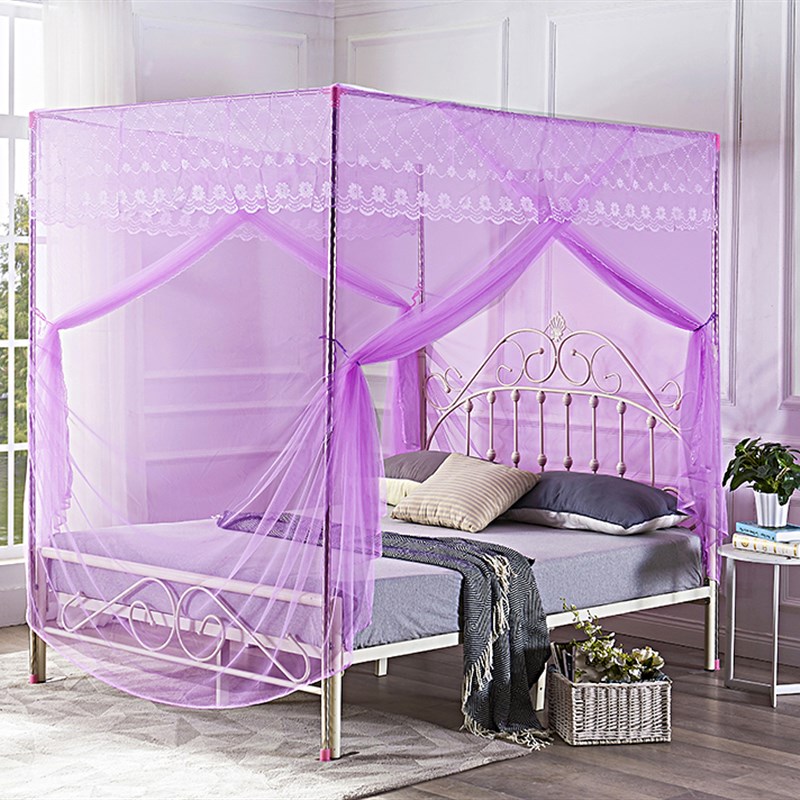 加密双门蚊c帐不锈钢落地支架蚊帐1.2m床1.5m床1.8m床双人单人优